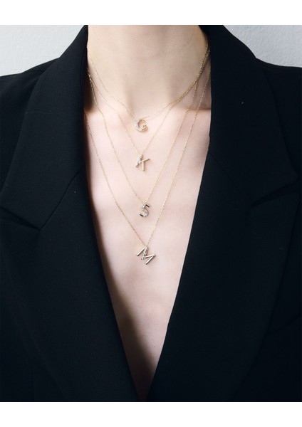 Timeless Initials V Harfli Pırlanta Taşlı 14 Ayar Altın Kadın Kolye fiyatları