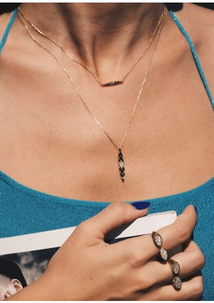 Mahuk Pırlanta Taşlı 14 Ayar Altın Kadın Kolye fiyatları