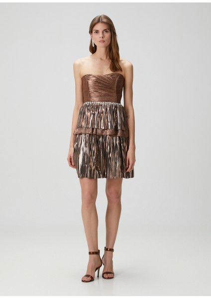 Audrey Bakır Mini Kokteyl Elbise