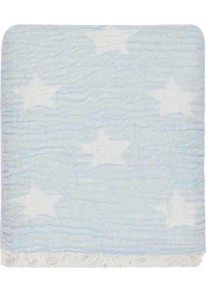Cuddling Star 4 Kat Müslin Mavi Bebek Battaniyesi 75 x 145 cm
