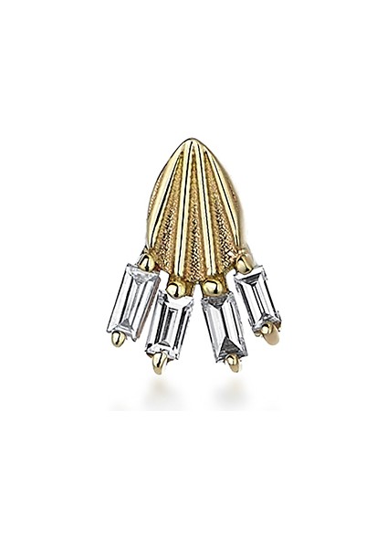 Rocket Baguette Mini Pırlanta Taşlı 14 Ayar Altın Kadın Küpe fiyatları