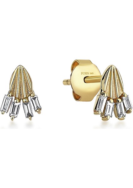 Rocket Baguette Mini Pırlanta Taşlı 14 Ayar Altın Kadın Küpe modelleri