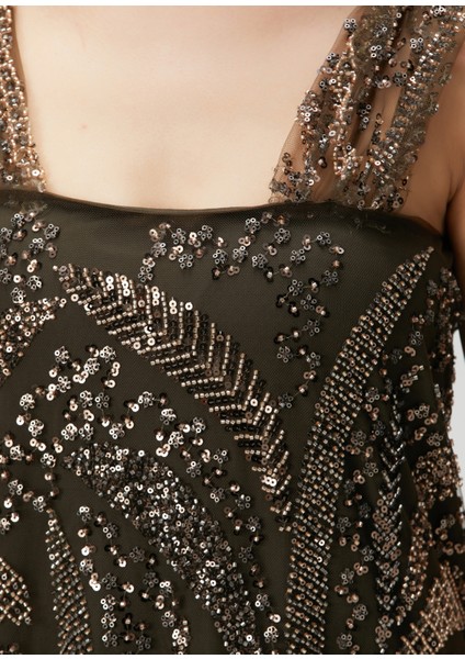 Haki Payetli Maksi Elbise indirimleri