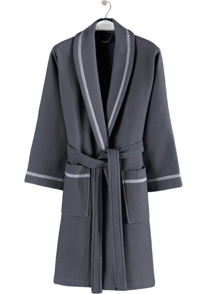 Livenza Antrasit Pamuklu Pike Unisex Bornoz