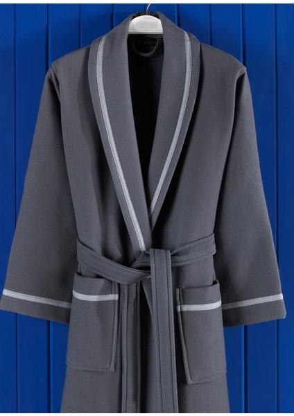 Livenza Antrasit Pamuklu Pike Unisex Bornoz fiyatları