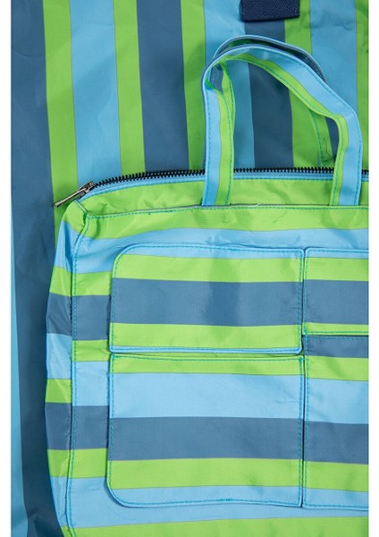 Çizgi Detaylı Mavi El Çantası