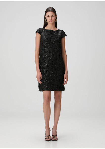 Siyah Işlemeli Mini Kokteyl Elbise fiyatları