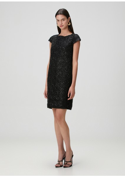 Siyah Işlemeli Mini Kokteyl Elbise modelleri