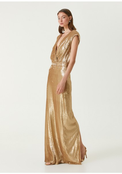 Rosie Gold Işlemeli Maksi Abiye Elbise fiyatları