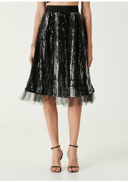 Judith Siyah Işlemeli Midi Abiye Etek fiyatları