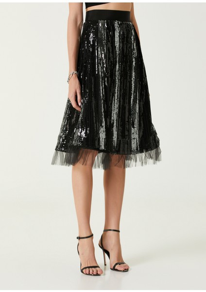 Judith Siyah Işlemeli Midi Abiye Etek modelleri