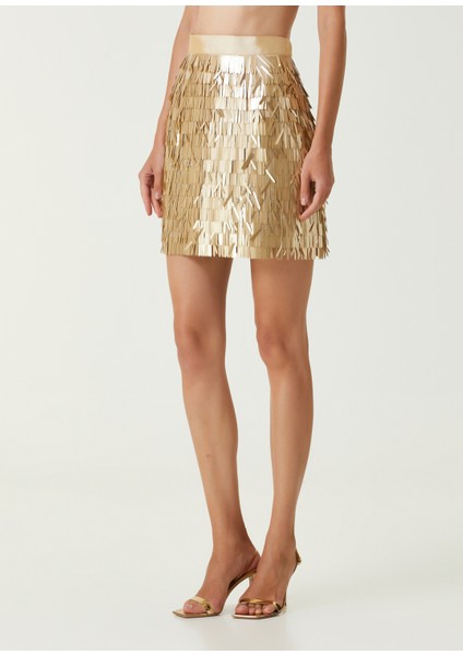 Gabby Gold Işlemeli Mini Abiye Etek modelleri