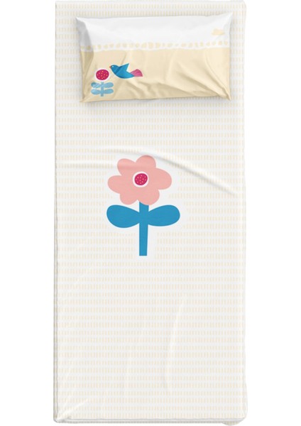 Amulet Açık Sarı Pamuk Saten Kız Çocuk Çarşaf Seti 90 x 190 cm