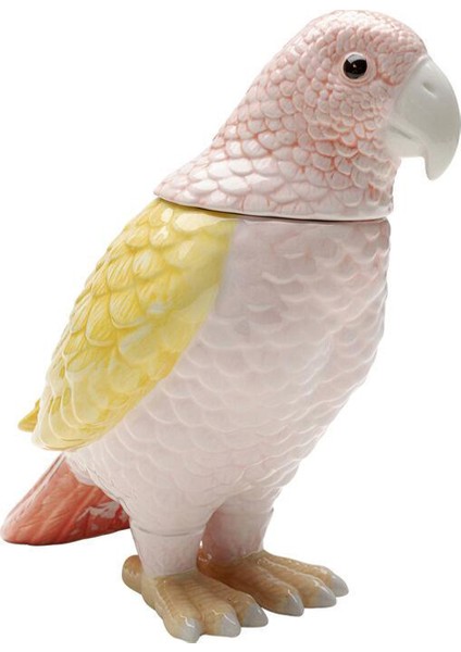 Jar Exotic Bird Giallo Renkli Porselen Dekoratif Obje