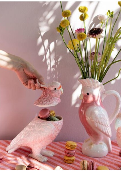 Jar Exotic Bird Giallo Renkli Porselen Dekoratif Obje fırsatları