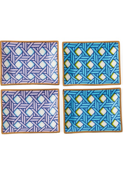 Basketweave Petite 4lü Seramik Dekoratif Tabak