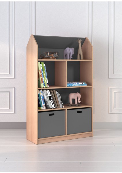 Toy House Gri Çocuk Kitaplık modelleri
