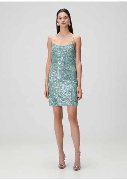 Mavi Payetli Mini Kokteyl Elbise fiyatları