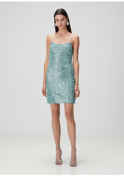 Mavi Payetli Mini Kokteyl Elbise modelleri