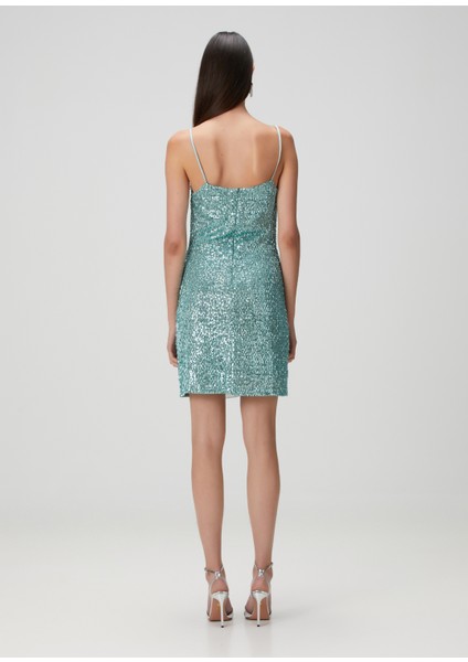 Mavi Payetli Mini Kokteyl Elbise fırsatları