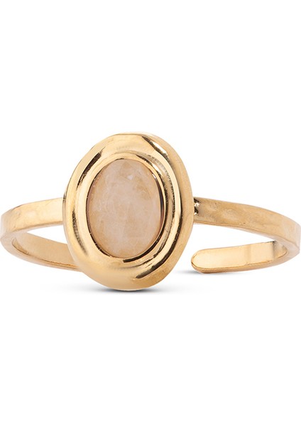 Lisa Gold Beyaz Doğal Taş Altın Kaplama Çelik Kadın Yüzük fiyatları