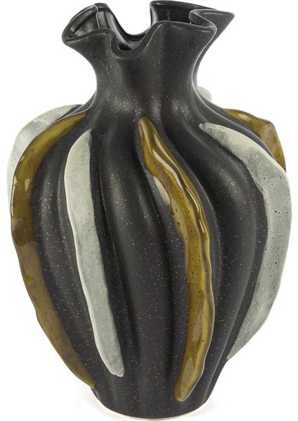 Gri Gold Beyaz Porselen Vazo