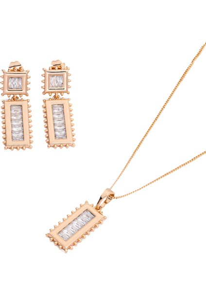 Alberta Zirkon Taşlı Rose Gold Kaplama Kadın Pirinç Kolye fiyatları