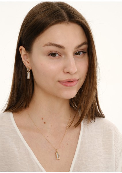 Alberta Zirkon Taşlı Rose Gold Kaplama Kadın Pirinç Kolye modelleri