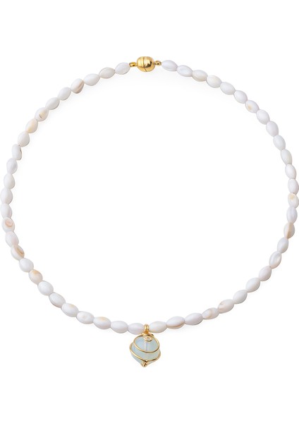 Mokita Beyaz Doğal Taş Kadın Kolye