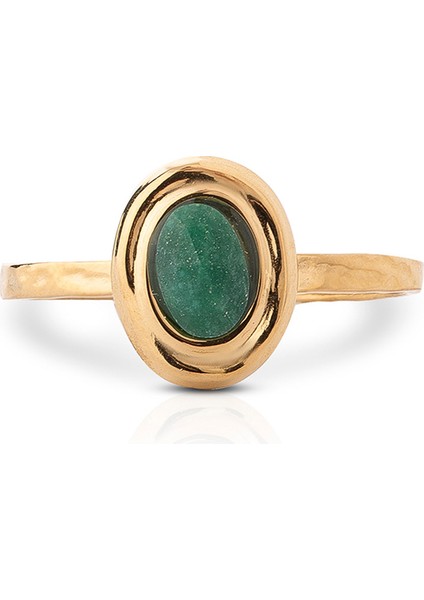 Lisa Gold Zümrüt Yeşili Doğal Taş Altın Kaplama Çelik Kadın Yüzük fiyatları