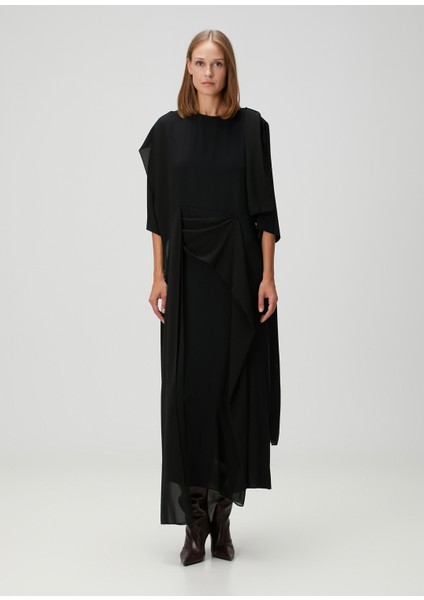 Siyah Drapeli Maksi Elbise fiyatları