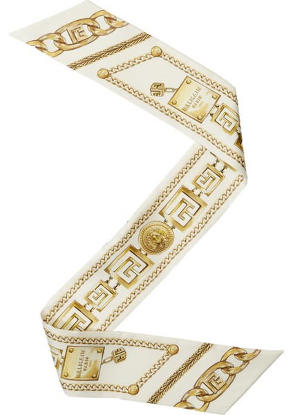 Beyaz Sarı Kadın Ipek Fular