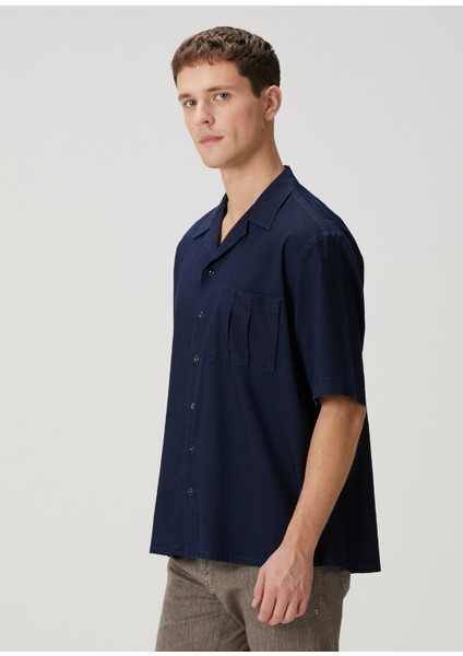 Lacivert Kısa Kollu Denim Gömlek modelleri