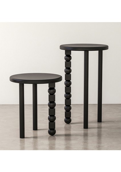 Abacus Siyah Ahşap 2'li Yan Sehpa fiyatları