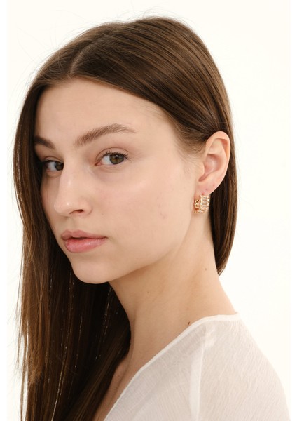 Baget Taşlı Halka Paslanmaz Çelik Kadın Küpe modelleri