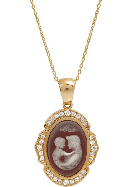 Bordo Figür Işlemeli Kadın Altın Kolye fiyatları