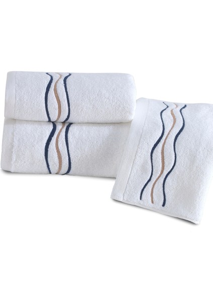 Toscana Beyaz Pamuklu 3'lü Havlu Seti