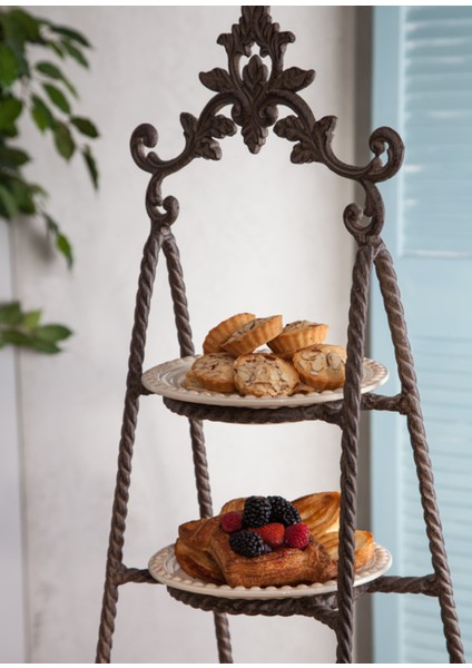 Acanthus 3-Tier Server Krem Seramik 3 Katlı Sunumluk fiyatları