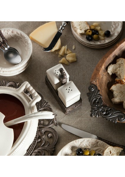 Acanthus Salt Pepper Sha Krem Rengi Seramik Tuzluk ve Biberlik Seti fiyatları