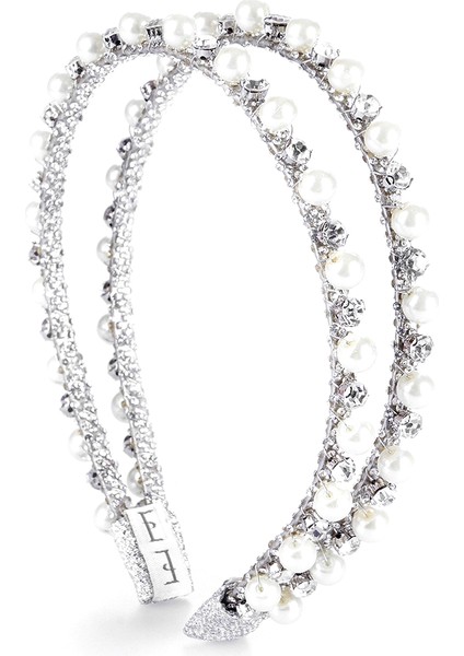 Pera Twin Gümüş Rengi Inci Taşlı Kadın Taç