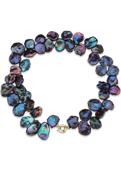 Perla Siyah Inci 14 Ayar Altın Kadın Choker Kolye