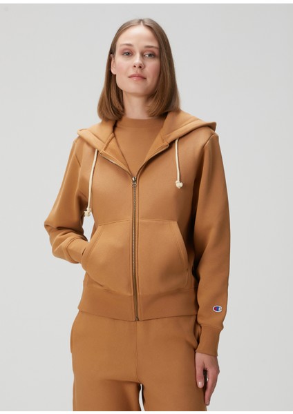 Kahverengi Kapüşonlu Sweatshirt