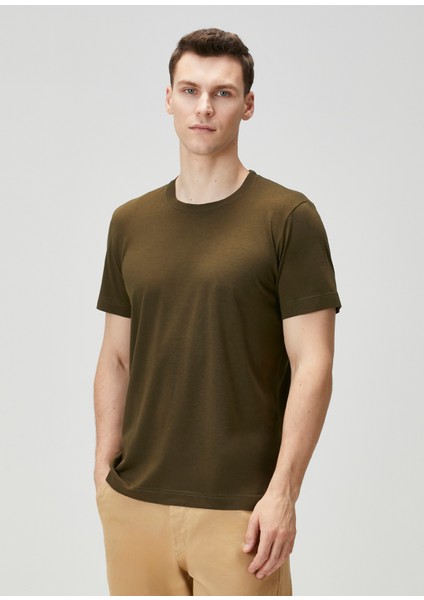 Regular Fit Koyu Yeşil Basic T-Shirt