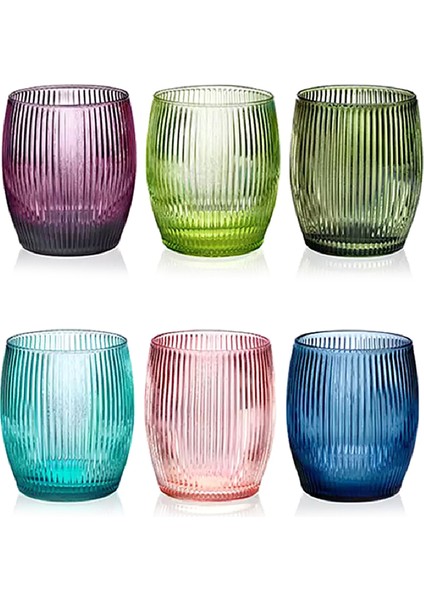Gluglu Renkli Cam 6'lı Bardak Seti