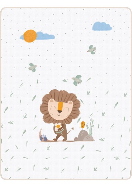 Simba Organik Pamuk Biyeli Çift Taraflı Unisex Bebek Müslin Battaniye