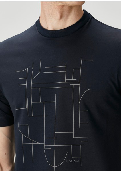 Lacivert Kontrast Baskılı T-Shirts indirimleri