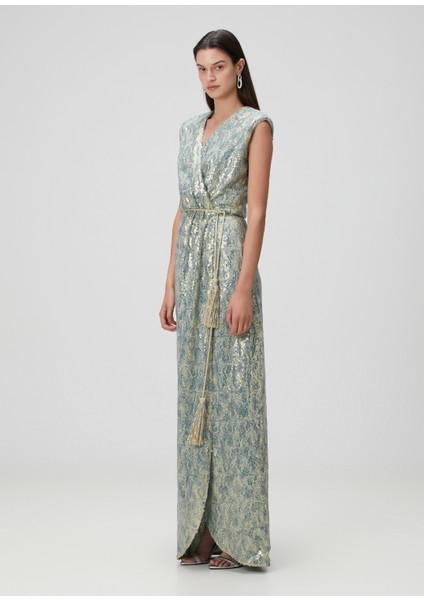 Mavi Payetli Maksi Abiye Elbise fiyatları
