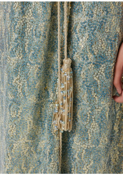 Mavi Payetli Maksi Abiye Elbise indirimleri