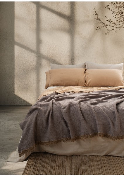 Cocoon Kahverengi / Hardal %100 Pamuk King Size Yatak Örtüsü 240 x 260 cm modelleri