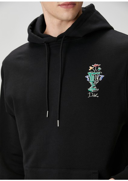 Vase Siyah Kapüşonlu Nakışlı Sweatshirt indirimleri